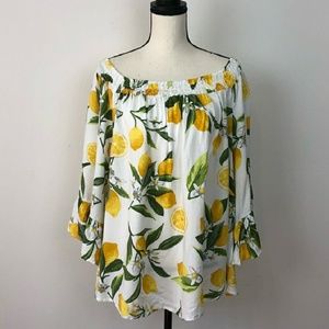 NWOT Unique Spectrum Lemon off the Shoulder Blouse
